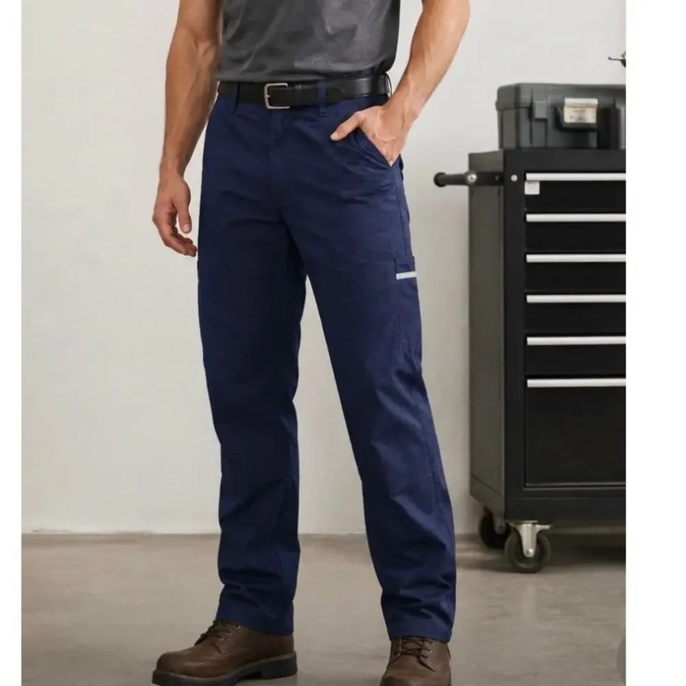 OOBE Mens Work Pants 34x34 Navy Blue Cargo Utility Reflective Canvas NWT